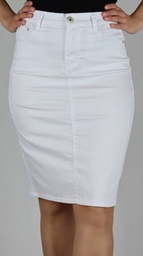 Spódnica jeansowa biała ołówkowa midi r. 2XL