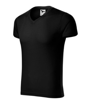 Bawełniana koszulka męska T-shirt Slim Fit V-neck MALFINI Czarna M