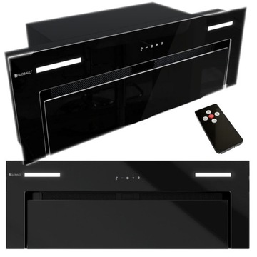 OKAP KUCHENNY DO ZABUDOWY PODSZAFKOWY WKŁAD Globalo 80 cm CZARNY SZKŁO LED