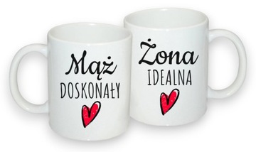 Prezent 2x KUBEK Mąż Żona kocham miłość ślub data zaproszenie wesele zestaw