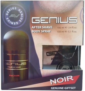 Genius Zestaw dla Mężczyzn Noir płyn po goleniu 100ml + dezodorant 150ml