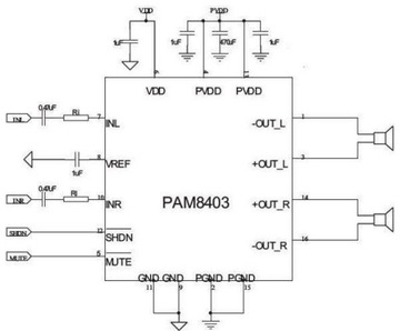 Модуль аудиоусилителя 2x3 Вт 5 В PAM8403