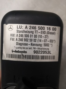 WEBASTO THERMO TOP EVO MERCEDES A2465001600 W246