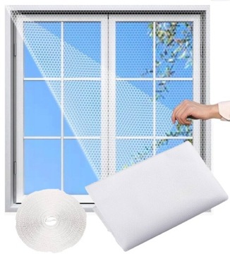 Moskitiera na okno okienna siatka MOCNA SOLIDNA biała 130x150 cm + rzep