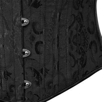 UNDERBUST czarny gorset wiązany METALOWE FISZBINY