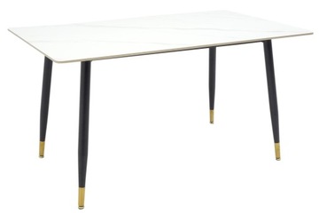 stół GLAMOUR 80x140 blat biały MARMUR nogi złote