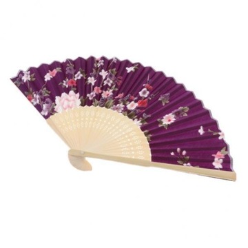 2x Hand Held Fans Silk Bamboo Folding Fan for