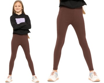 DZIEWCZĘCE LEGGINSY OCIEPLANE GETRY BRĄZOWE 104