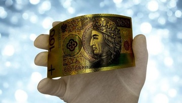 100 PLN WŁADYSŁAW II JAGIEŁŁO Красивая уникальная позолоченная банкнота из ПВХ
