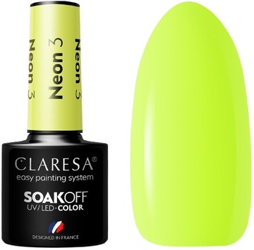 LAKIER HYBRYDOWY NEON 3 CLARESA Neonowa zieleń Wysoka pigmentacja
