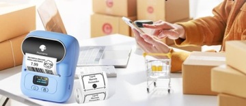 Мини-термопринтер Phomemo M110 для самоклеящихся этикеток и наклеек синий