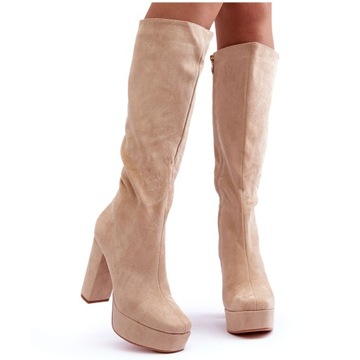 Beżowy Skóra ekologiczna Buty Kozaki r.38