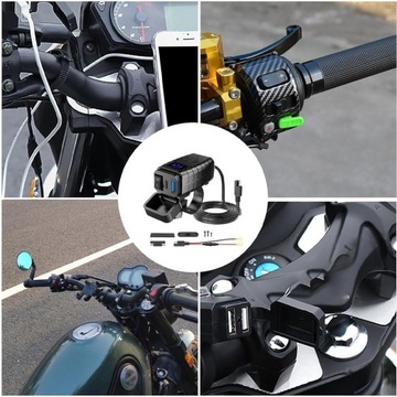 ЗАРЯДНОЕ УСТРОЙСТВО ДЛЯ МОТОЦИКЛА ВОЛЬТМЕТР USB + USB-C тип C QC 3.0