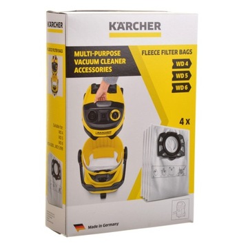Фильтр + ОРИГИНАЛЬНЫЕ пакетики 4 шт KARCHER WD4 WD5 WD6 MV4 MV5 MV6