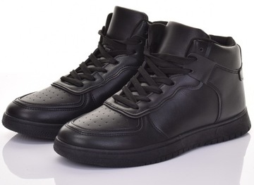 KULTOWE BUTY SPORTOWE MĘSKIE ZA KOSTKĘ WYSOKIE SNEAKERSY CZARNE