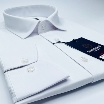 Elegancka wizytowa klasyczna gładka biała koszula męska PREMIUM Regular-fit