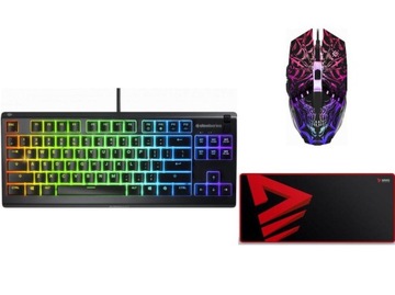 KLAWIATURA PRZEWODOWA SteelSeries Apex 3 TKL US + MYSZKA 3200DPI + PODKŁAD