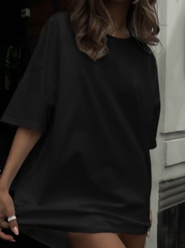 ЖЕНСКАЯ РУБАШКА OVERSIZE ДЛИННАЯ БОЛЬШАЯ СВОБОДНАЯ ЧЕРНОЕ КОРОТКОЕ ПЛАТЬЕ L