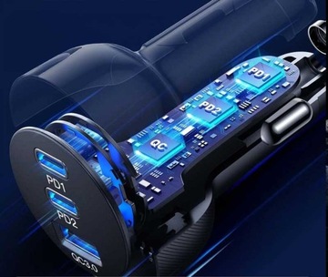 АВТОМОБИЛЬНОЕ ЗАРЯДНОЕ УСТРОЙСТВО JOYROOM FAST 70 Вт, 1xUSB, 2xUSB C С ПОДСВЕТКОЙ