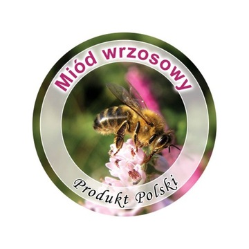 Paczka etykiet mini okrągłe miód wrzosowy Ø37mm