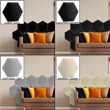 Мягкая панель-шестигранник 40x35 см H20 КРЕМОВЫЙ ВЕЛОР - ВЫБОР ЦВЕТА