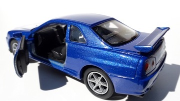 Модель Nissan Skyline GT-R(R34) Синий Металл WELLY 1:34