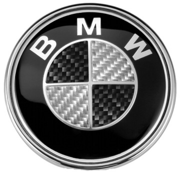 EMBLEMAT BMW TYŁ LOGO znaczek carbon CZARNY 74MM