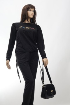 ЧЕРНАЯ ЖЕНСКАЯ СУМКА EGO С ЦВЕТНЫМИ РЕМЕНЬМИ НА ПЛЕЧЕ