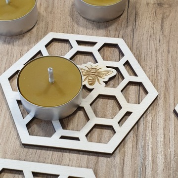 Podkładka pod kubek pszczoła plaster miodu pasieka miód Twój grawer REKLAMA