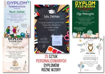 Dyplom Pasowanie na Ucznia Rozpoczęcie Szkoły - 25 SZTUK A4 Personalizowane
