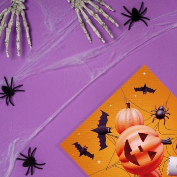 Бумажные салфетки оранжевого цвета, праздничные ТЫКВЫ на ХЭЛЛОУИН, 20 шт.