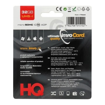 Карта памяти Imro 32 ГБ microSDHC класс 10 UHS-I+a