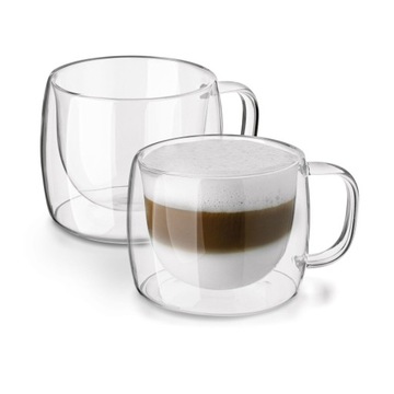 SZKLANKI FILIŻANKI na kawę herbatę PODWÓJNA ŚCIANKA termiczne 2x 350 ml