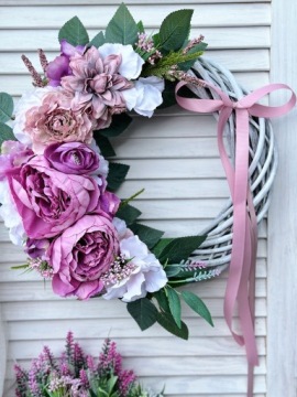 ДВЕРЬ ЦВЕТОЧНАЯ ГИРЛЯНДА ВЕСЕННИЙ ПЛЕТЕНЫЙ ВЕНОК СИРЕНЬ ПИОНЫ