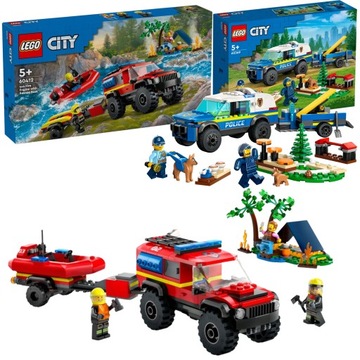 LEGO City Wóz strażacki z łodzią ratunkową + Szkolenie psów policyjnych