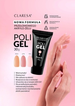CLARESA POLI GEL ПОЛИГЕЛЬ АКРИЛОВЫЙ ГЕЛЬ 30г ЛАТТЕ