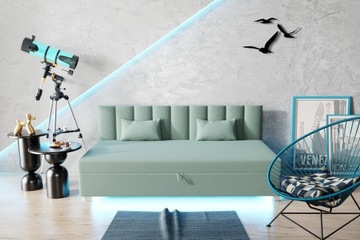 Łóżko jednoosobowe, tapczan hotelowy + Led 80 cm