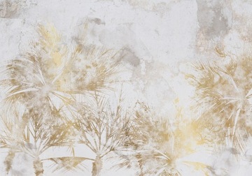 FOTOTAPETA LIŚCIE PALMY BETON SZARE TŁO LOFT 350x256 b-A-10175-a-a