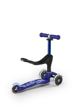 Микро-мини 3в1 Deluxe Plus Синий светодиодный самокат