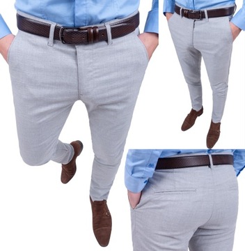 Eleganckie spodnie męskie jasne szare wygodne - 40