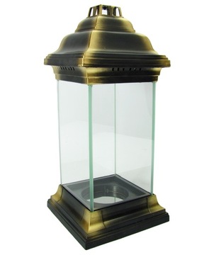 Klasyczny znicz kapliczka lampion szklany złoty
