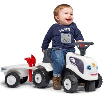 FALK RIDE ON PUSH TRACTOR С ПРИЦЕПОМ BABY VALTRA WHITE С 12 МЕСЯЦЕВ
