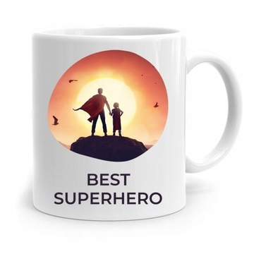KUBEK NA DZIEŃ OJCA DLA TATY BEST SUPERHERO z Nadrukiem ze Zdjęciem
