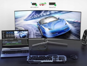 KABEL USB C - DISPLAYPORT 1.4 ADAPTE DP 8K 4K120HZ