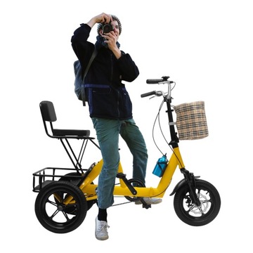 Трехколесный велосипед взрослый 2 корзины, заднее сиденье