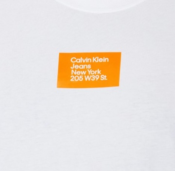 Calvin Klein Jeans T-Shirt Biały Regular Fit męski BIAŁY r. L jak M