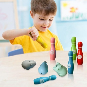 Деревянный набор для боулинга, игрушка раннего развития.