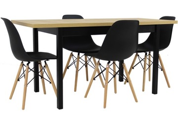 Mały zestaw STÓŁ ROZKŁADANY z 4 krzesłami CZARNE