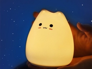 НОЧНИК ДЛЯ ДЕТЕЙ, LED SILICONE RGB, TOUCH SOFT CUDDLE CAT