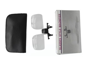 Лупа для чтения, прикрепленная к очкам с помощью 2-кратного зажима